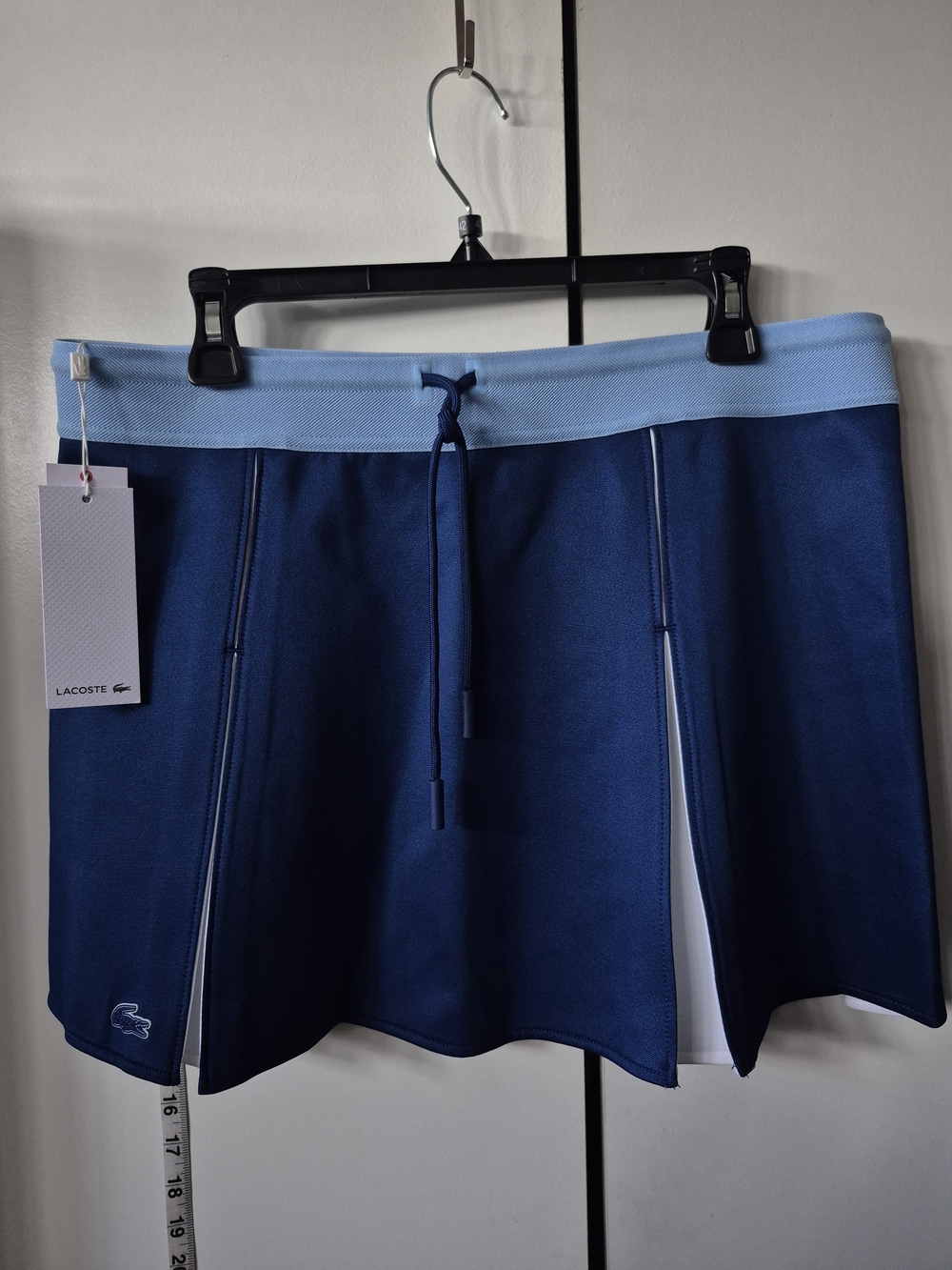 Lacoste Blue Drawstring Pleated Tennis Skirt